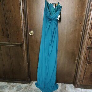 Nicole Miller women's floor length tealish dress nwt